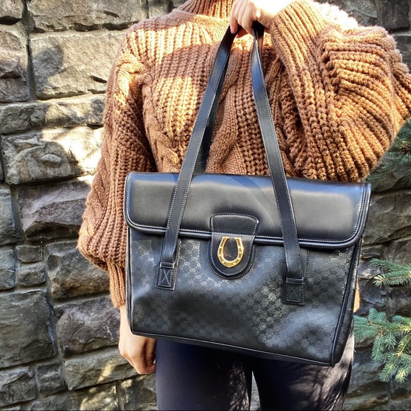 Gucci Handbags - Vintage Gucci black leather canvas bag